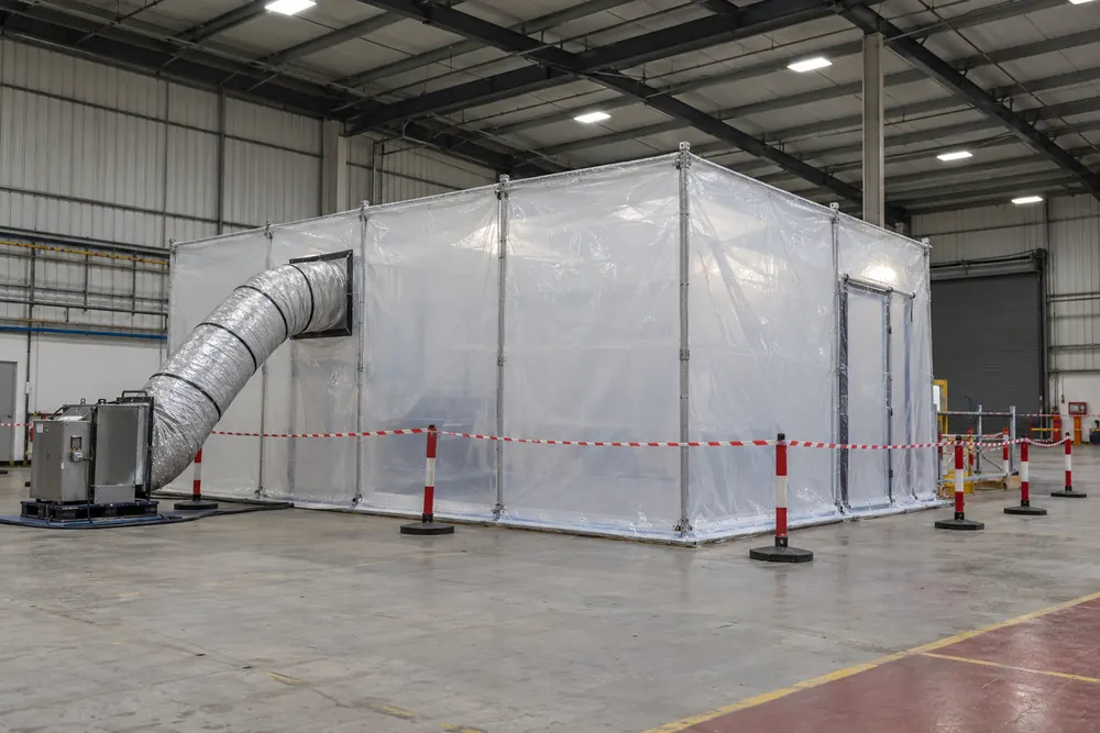 Sealed removal enclosure and extraction duct inside a commercial unit